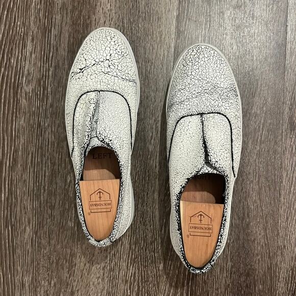 EUC HUF Dylan Slip-On Sneakers White Crackle Leather Size 8 Skate Casual Shoes - Picture 12 of 16